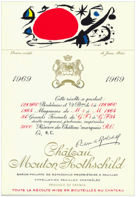 Joan Miró pour Mouton-Rothschild, 1969, image ©Mouton-Rothschild