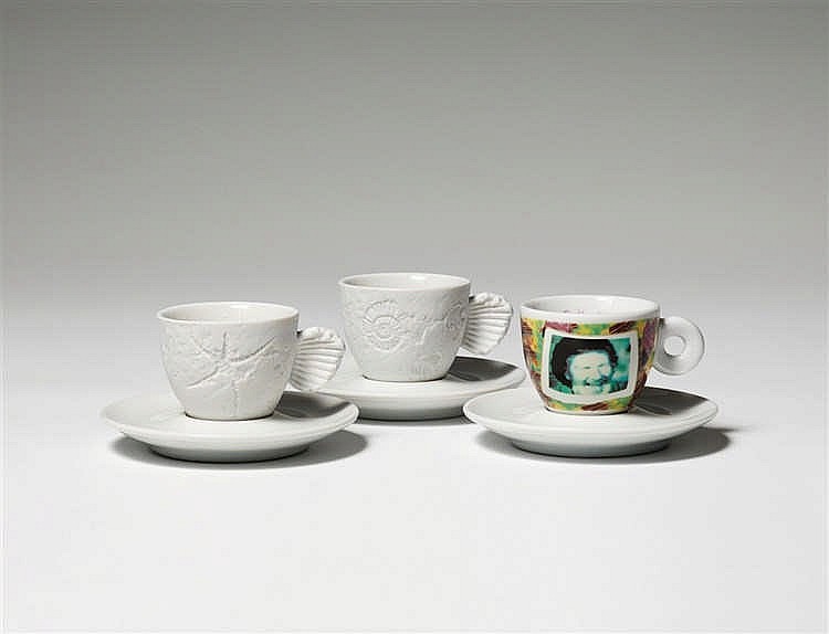 Three artist designed espresso cups for the Amici Collection