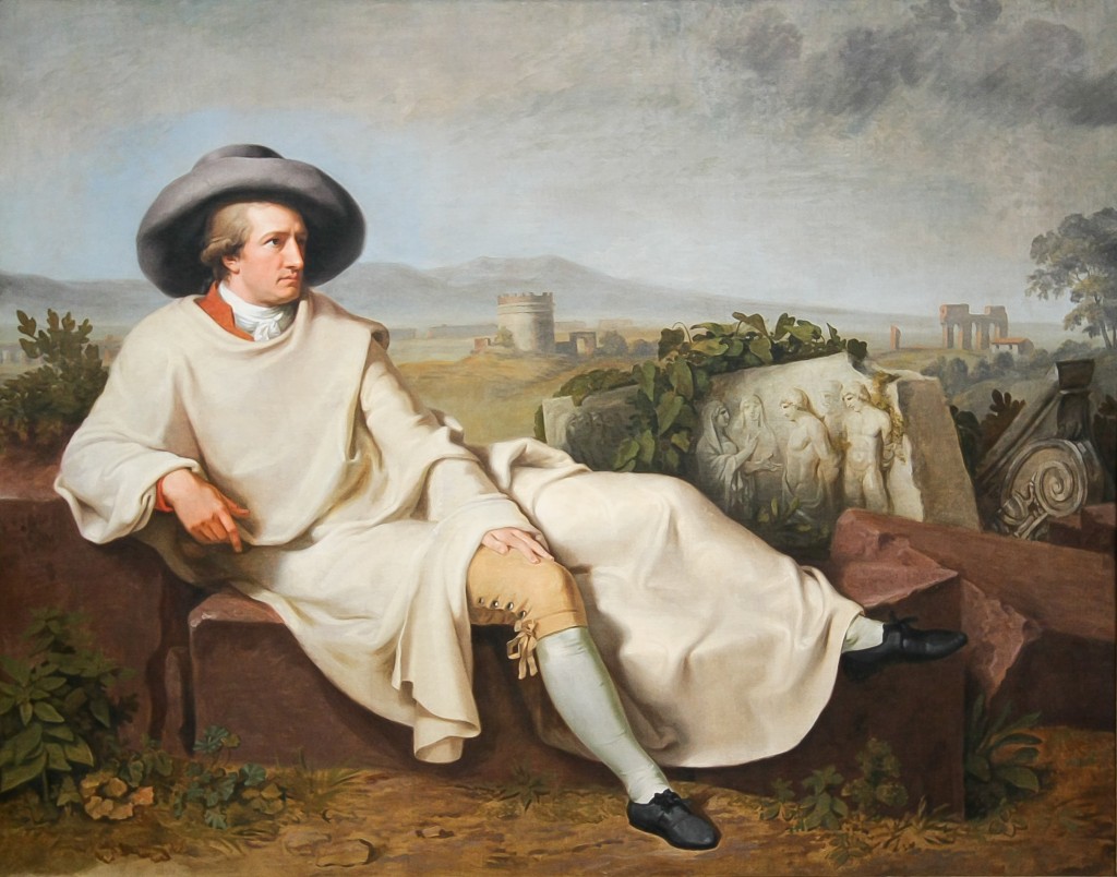 1786/87 machte Goethe Urlaub von Weimar und bereiste Italien. In der Campagna ließ er sich von Johann Heinrich Wilhelm Tischbein portraitieren. Das berühmte Gemälde wird im Städel in Frankfurt ausgestellt.