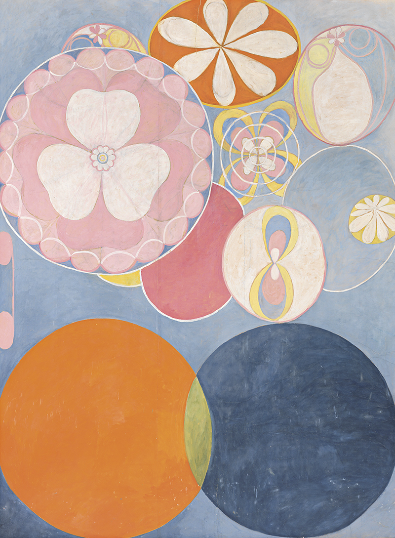 HaK103, Grupp 4, nr. 2, De tio största, Barnaåldern, 1907. 315x234cm, tempera on paper mounted on canvas. © The Hilma af Klint Foundation, Photo: Moderna Museet, Stockholm