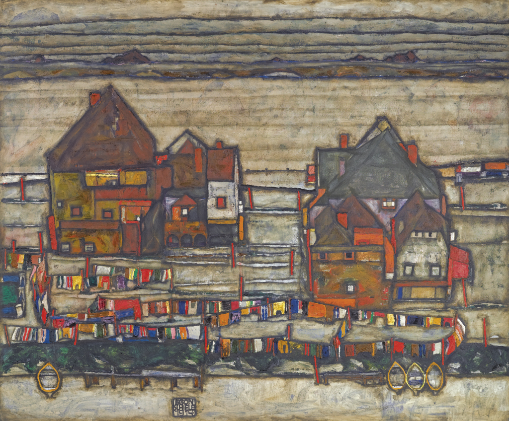 EGON SCHIELE - "Häuser mit bunter Wäsche (Vorstadt II)", 1914 Abb. Sotheby's