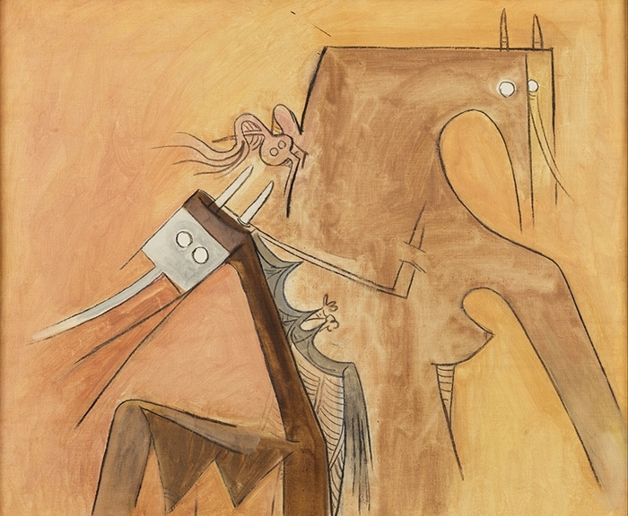 Objekt 210: Wifredo Lam. Ej namngiven. Olja på duk. Utropspris: 870 000 kronor.