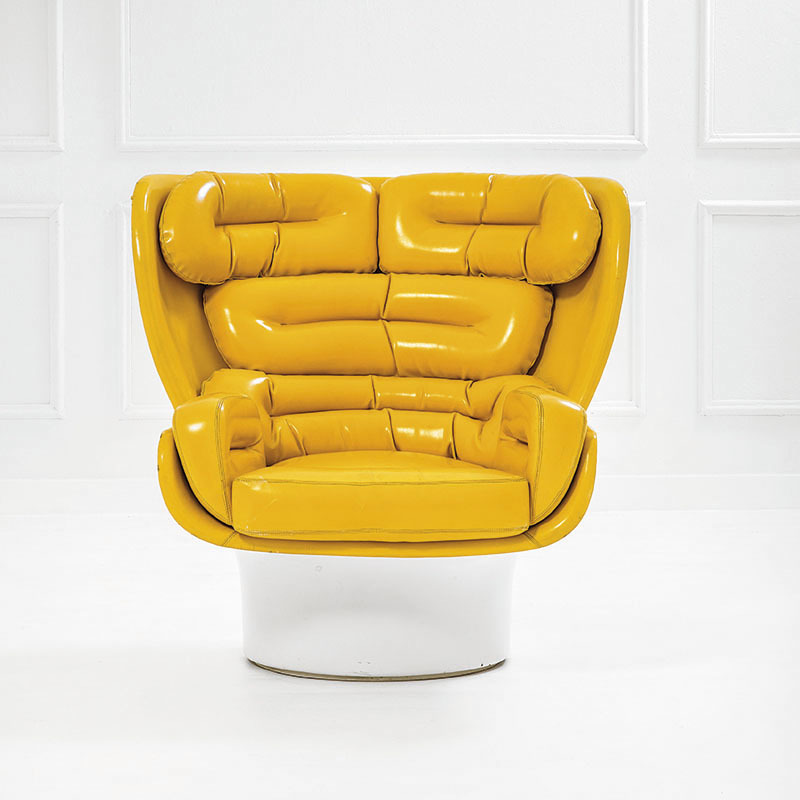 Joe Colombo, fauteuil pivotant mod. Elda, prod. Comfort, 1965, estimation entre 4 500 et 6 500 euros