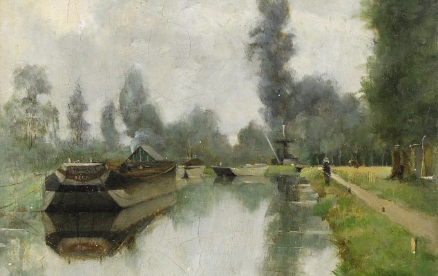 Julia Beck, Vid kanalen, Grez. 1883. Foto: Stockholms Auktionsverk. Bild beskuren.