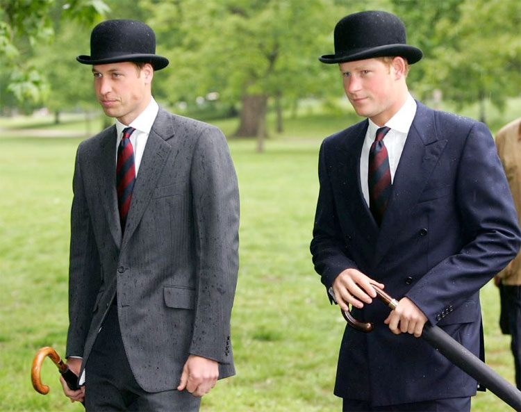 Prince William and Prince Harry with Swaine Adenery Brigg umbrellas
