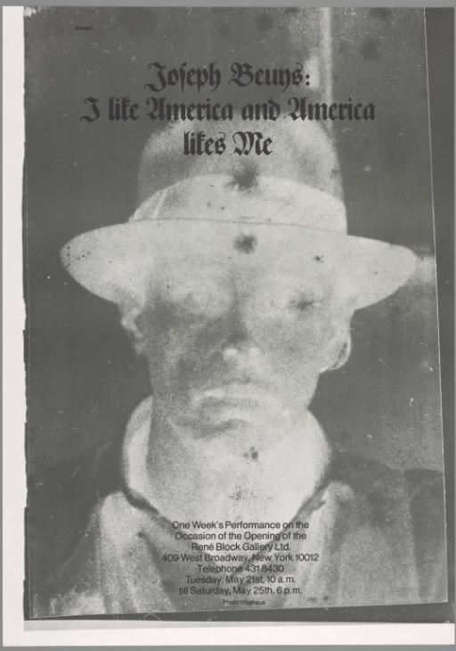 Joseph Beuys: I like America and America likes Me, René Block Gallery, New York, 1974 Image: Tate