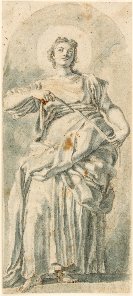 FRANCESCO SOLIMENA (1657 Canale di Serino - 1747 Barra) attr. - Allegorie der Keuschheit, blauer Stift und Wasserfarbe, 238x101 cm Preis: 5.000 EUR