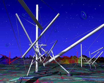 Kenneth Snelson, Forest Devil's Moon Night, 1991. Image via Kennethsnelson.net