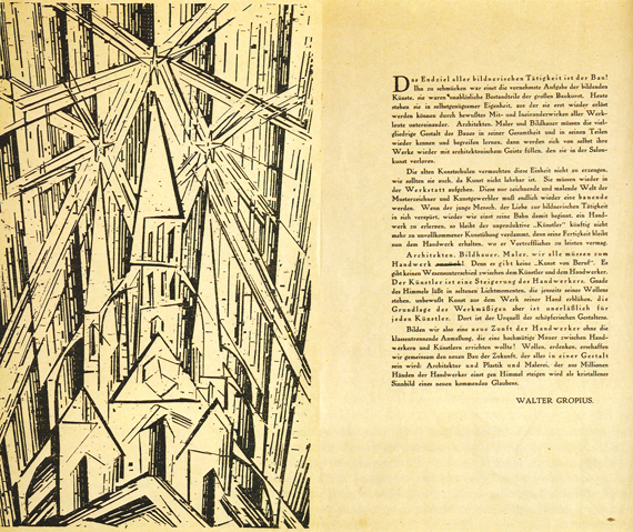 Le Manifeste Bauhaus, 1919, conçu par Lyonel Feininger