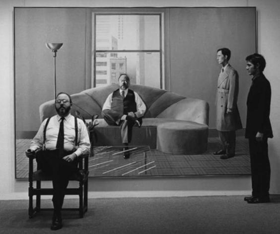 Henry Geldzahler et Christopher Scott devant leur portrait de Hockney, photographie par Cecil Beaton