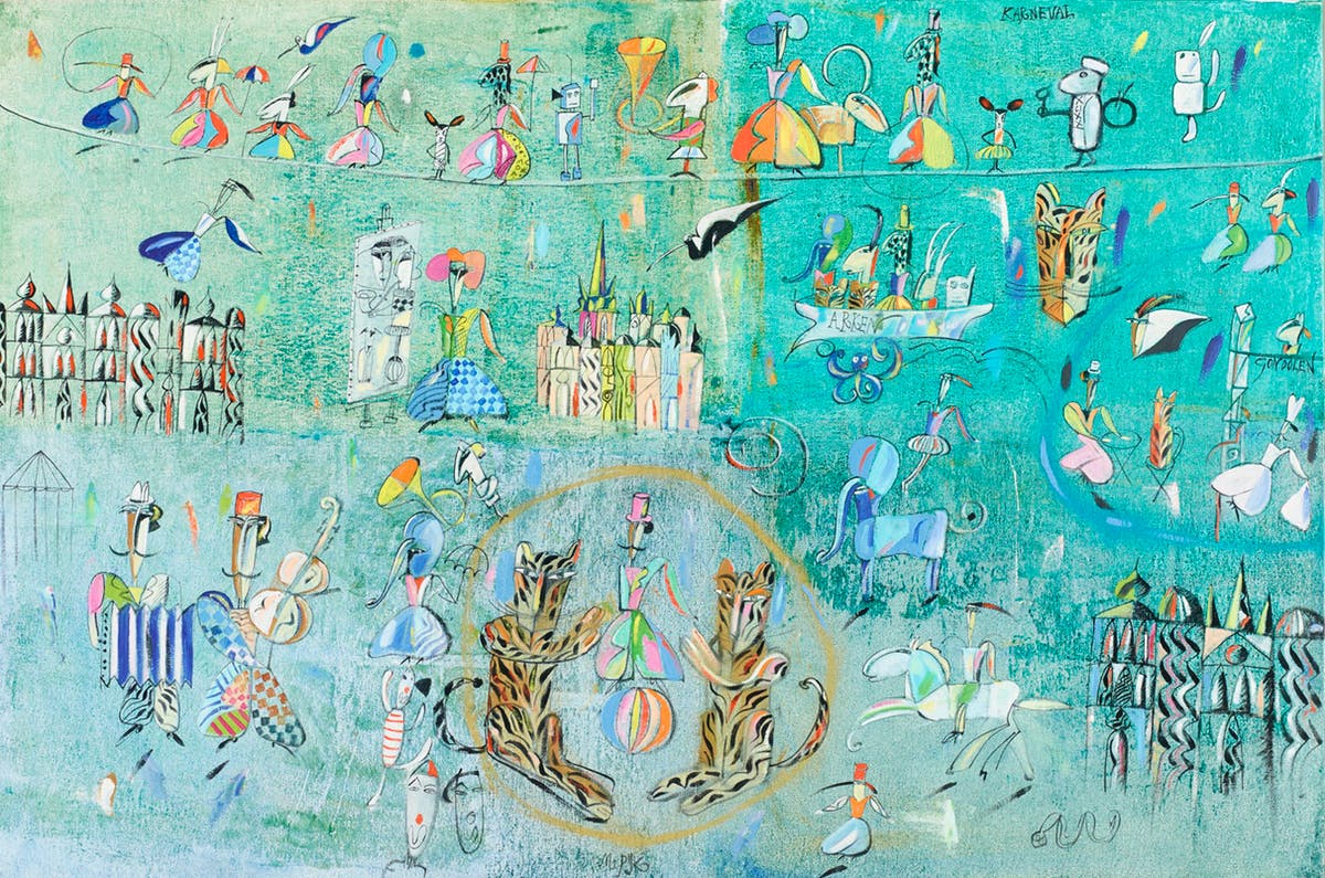 MADELEINE PYK. "Carnival". Óleo sobre lienzo. Firmado.