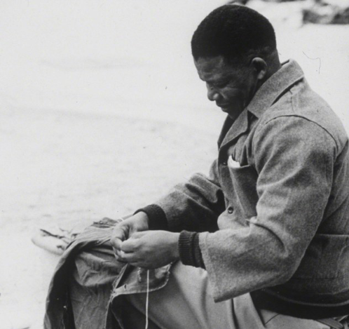 Mandela in the Robben Island prison, circa 1966. Photo: Getty Images
