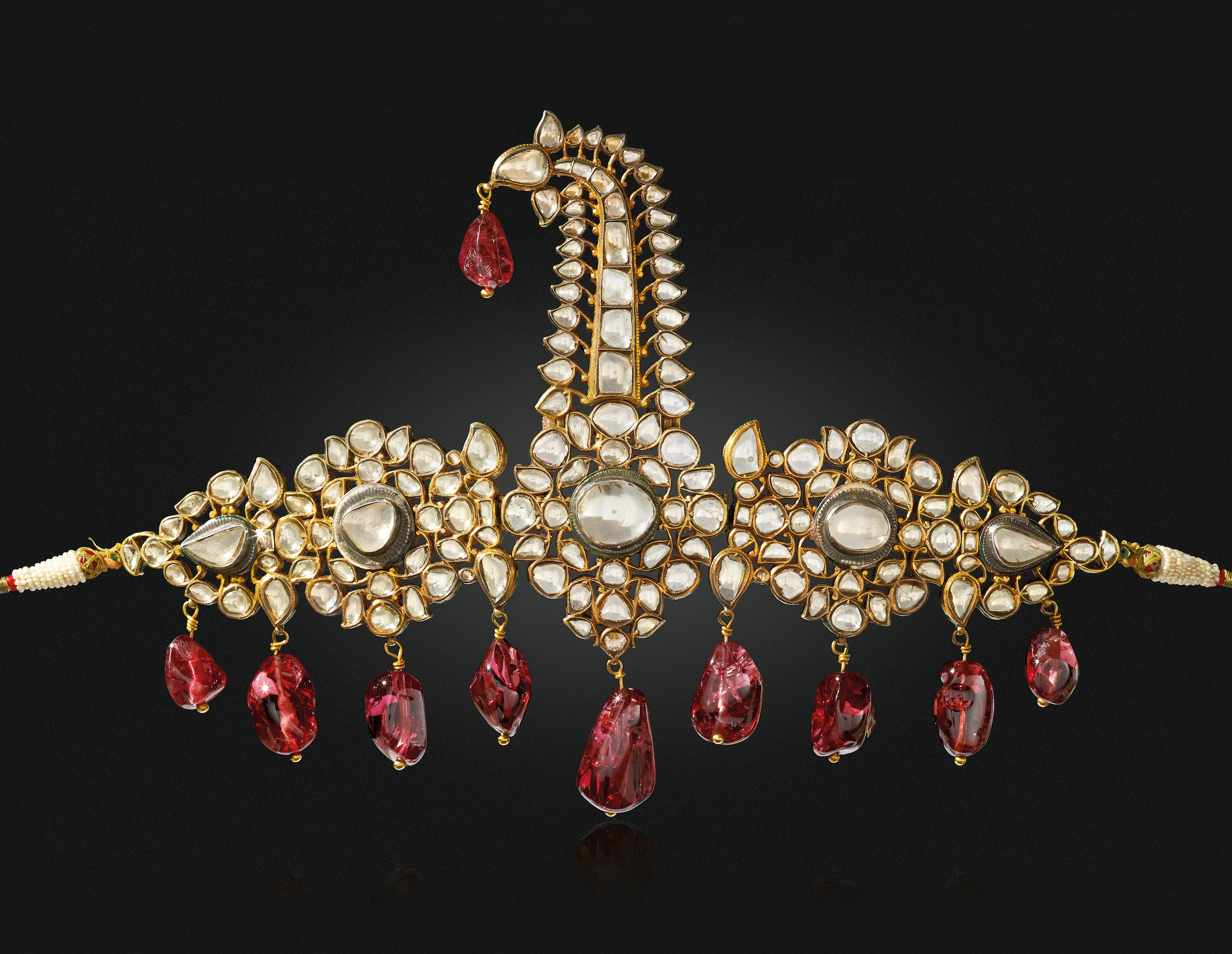 "The Nizams of Hyderabad Sarpech": An antique diamond, spinel, pearl and enamel sarpech. Image: Christie's