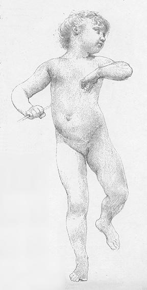 Sketch of cherub for La Jeunesse de Bacchus by William Bouguereau. Image: Inspiration Artworks