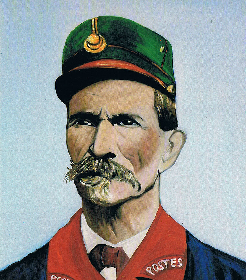 Portrait par Coco peintre du facteur Cheval Palais Idéal 1987, image via Wikipedia