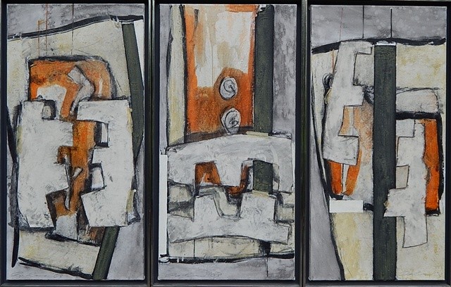 ULRICH DOHMEN (*1956) - Triptychon "3 Kompositionen", Mischtechnik/Lwd., signiert und datiert, 2003