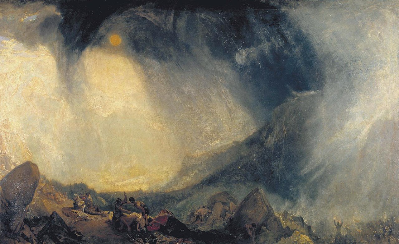 Snow Storm: Hannibal and his army crossing the Alps, JMW Turner. 1812, oil on canvas.