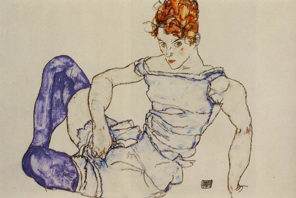 Egon Schiele, Seated Woman in Violet Stockings (1917) Picture: courtesy of egon-schiele.com Egon Schiele, Seated Woman in Violet Stockings (1917) Image: courtesy of egon-schiele.com website