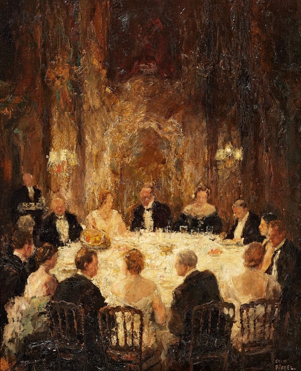 Otto Pippel (1878 Lodz - 1960 München) - Runt bordet, olja, 61 x 49 cm, signerad.