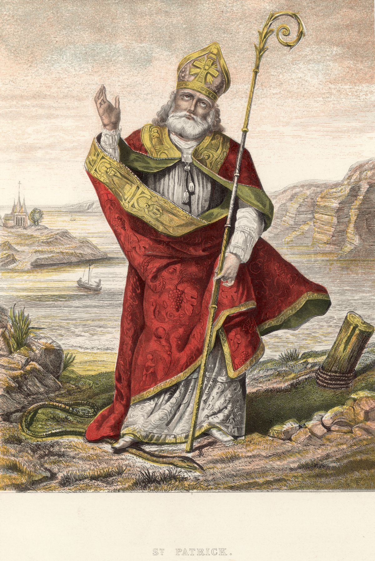 St. Patrick stepping on a snake. Image: Getty Images