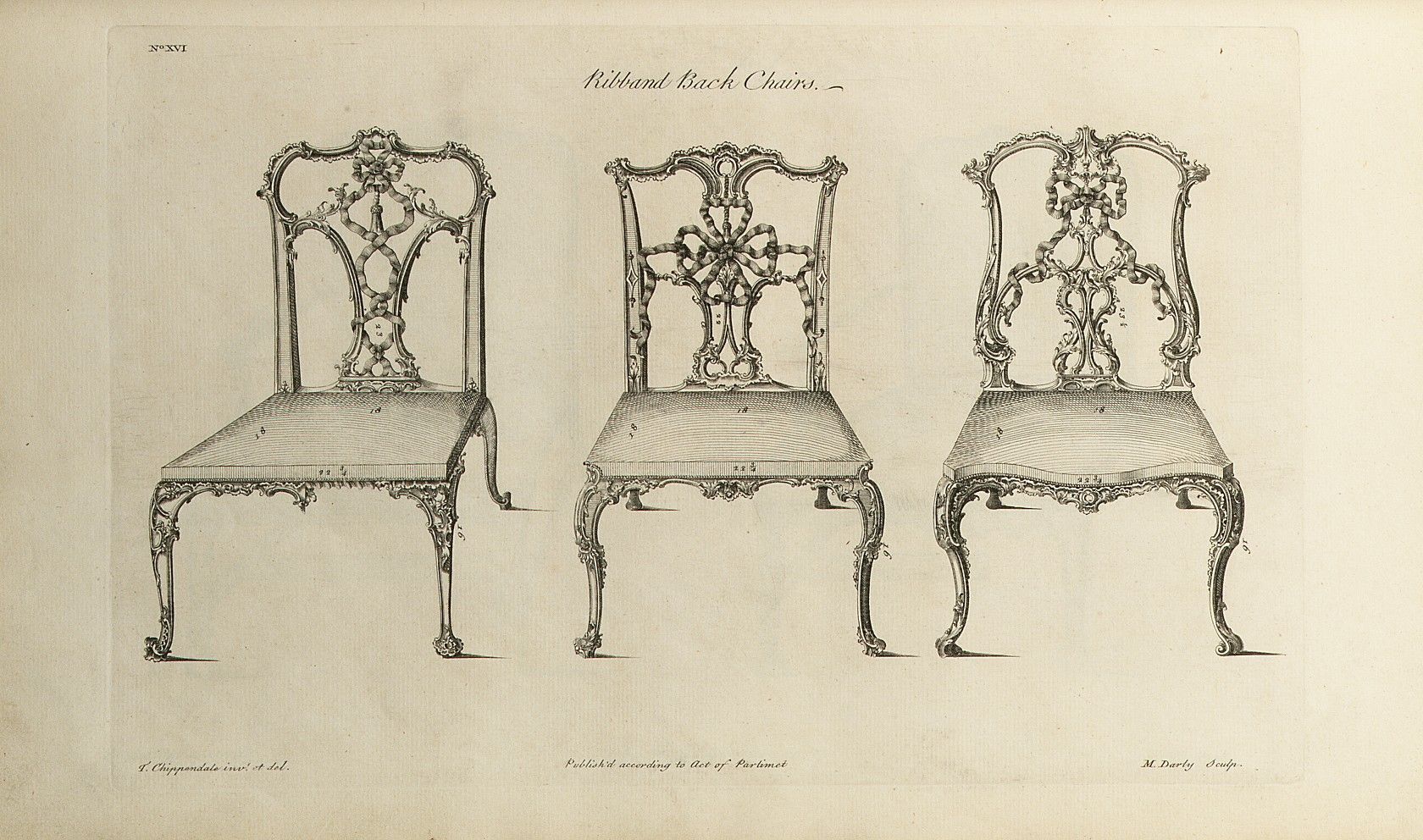 Ribband back chairs, from ‘The Gentleman and Cabinet-maker's Director’ by Thomas Chippendale, 1754