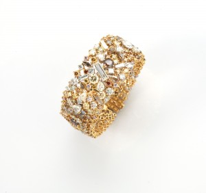 Joseph’s coat of many colours Bracelet Round Yellow Diamonds 40.29cts Rose cut Yellow Diamonds 0.71cts Rose cut White Diamonds 0.32cts 18K Gold Gross W. 85.7g D’Joya, Italy Price: GBP250,000