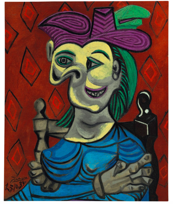 Pablo Picasso (1881-1973), Femme assise, robe bleue, Painted on 25 October 1939. Oil on canvas, 28¾ x 23⅝ in (73 x 60 cm). Estimate: $35 000 000-50 000 000. © Succession Picasso/DACS, London 2017