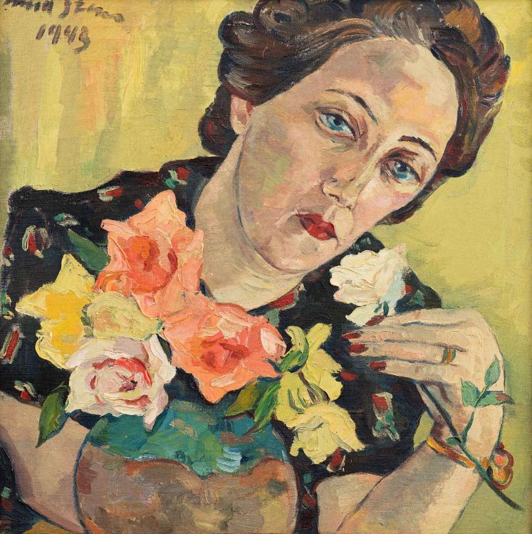 Irma Stern, « Freda with Roses », 1943, vendu en 2017 pour 223 000 euros, image via Strauss & Co.