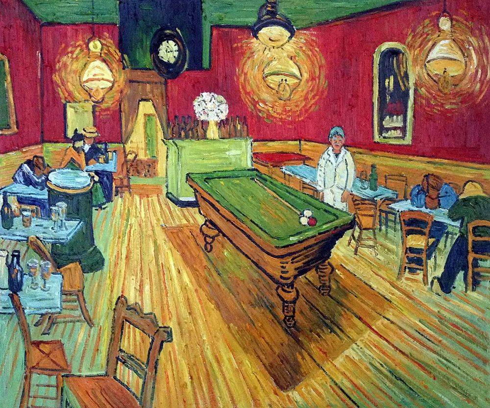 Vincent van Gogh, Le Café de nuit, 1888, image via OverstockArt