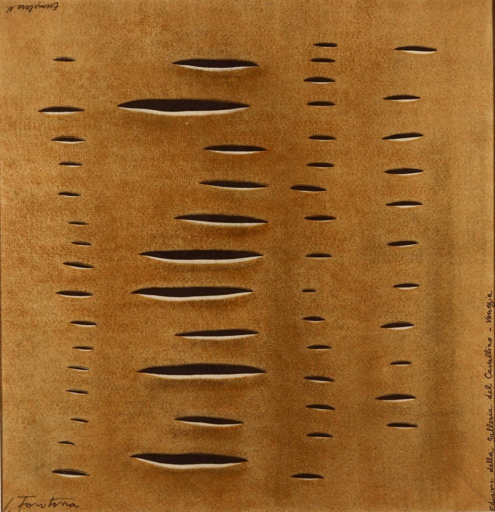 Lucio Fontana, foulard en soie, 79x79 cm, édition de la Galleria Il Cavallino, Venise