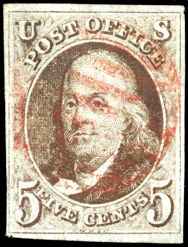 Le tout premier timbre américain, 1847 Image via Wikipedia