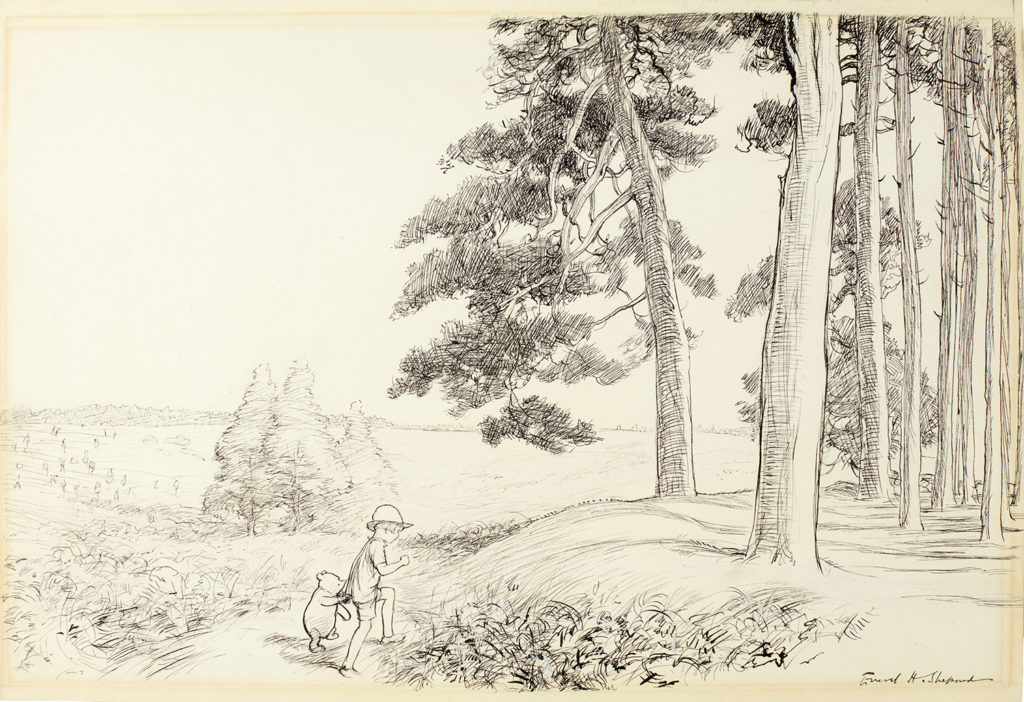 E.H. Shepard, « An enchanted place on the very top of the Forest, image ©Sotheby's