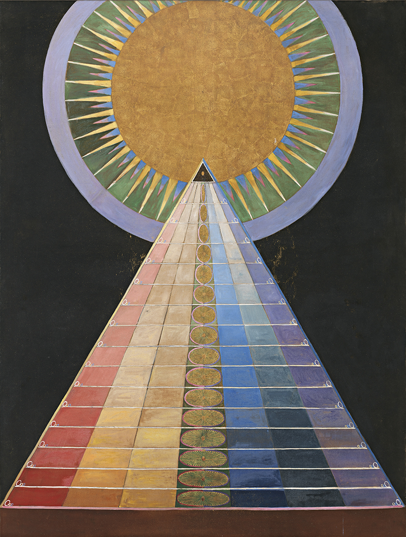 HaK187, Grupp 10, Altarbild nr. 1, 1907. 185x152cm, oil and metal leaves on canvas. © The Hilma af Klint Foundation, Photo: Moderna Museet, Stockholm