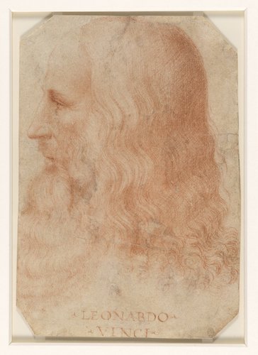 Portrait of Leonardo da Vinci, attributed to Francesco Melzi. 1518-19, red chalk drawing. Image: Royal Collection Trust