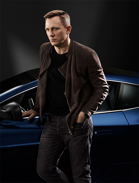Actor Daniel Craig and his limited edition centennial 2014 Centenary Edition Vanquish, numbered 007 - photo posted via Barnebys,fr