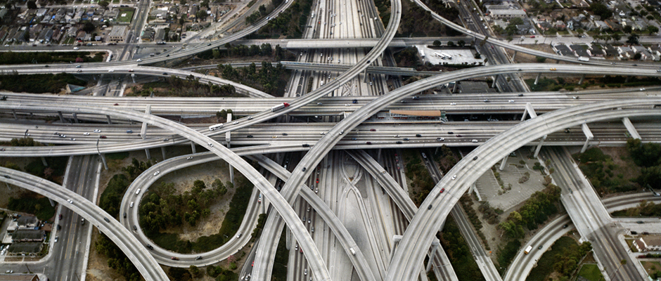 Edward Burtynsky, Highway #1, Intersection 105 & 110, Los Angeles, California, USA, 2003. Photo: Flowers Gallery