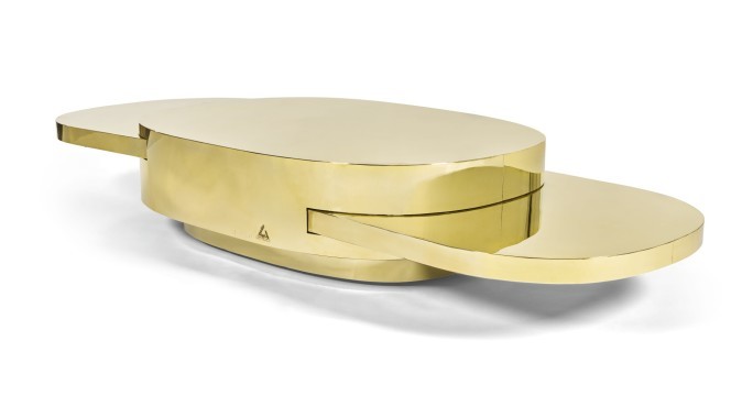 GABRIELLA CRESPI. Mesa baja ajustable "Elisse" de la serie Plurimi.
