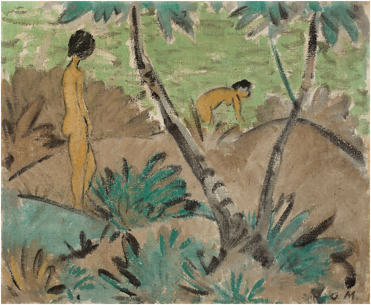 OTTO MUELLER (1874 Liebau, Schlesien - 1930 Breslau) - Zwei Mädchen mit gegabeltem Baum