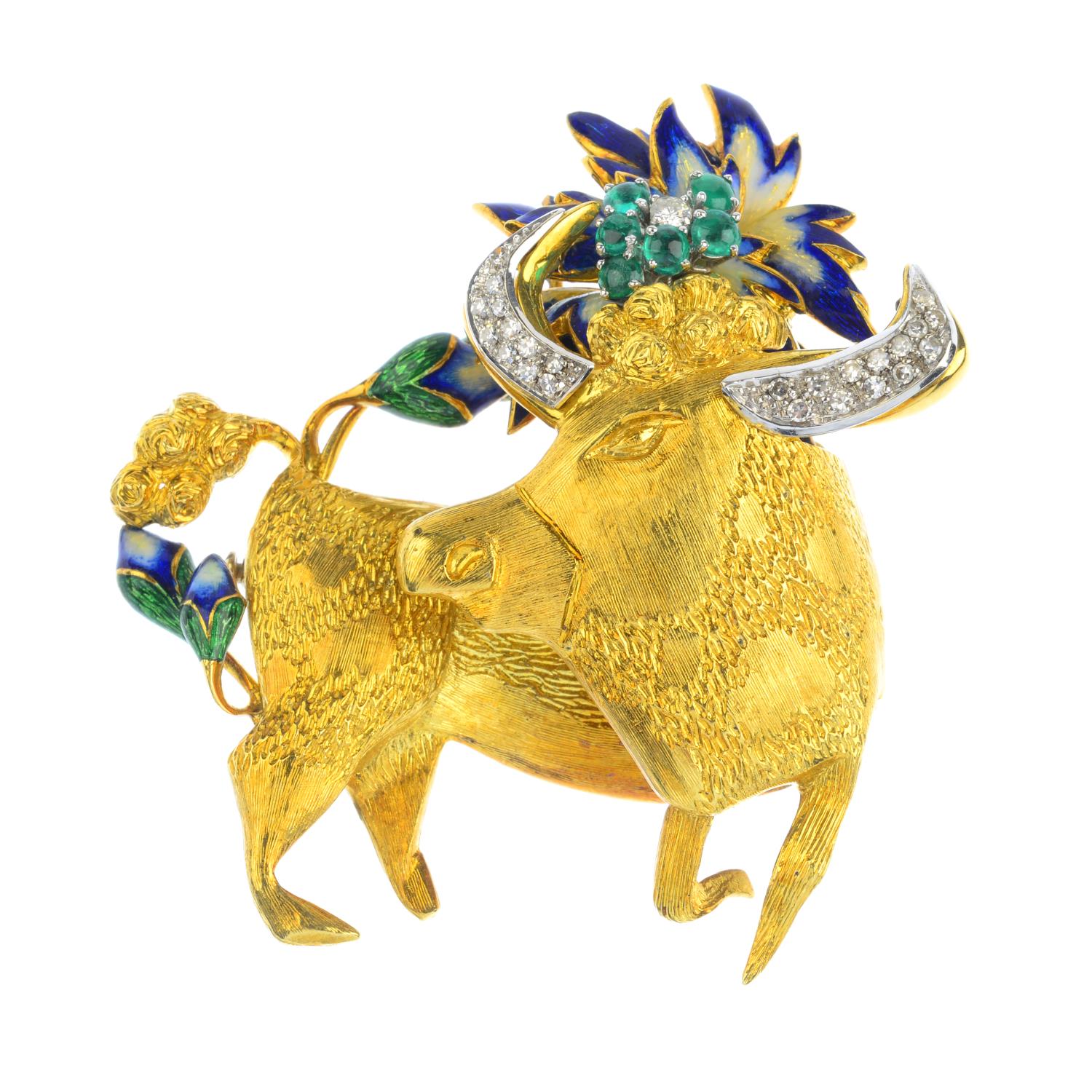 A sapphire, diamond, emerald and turquoise dress ring