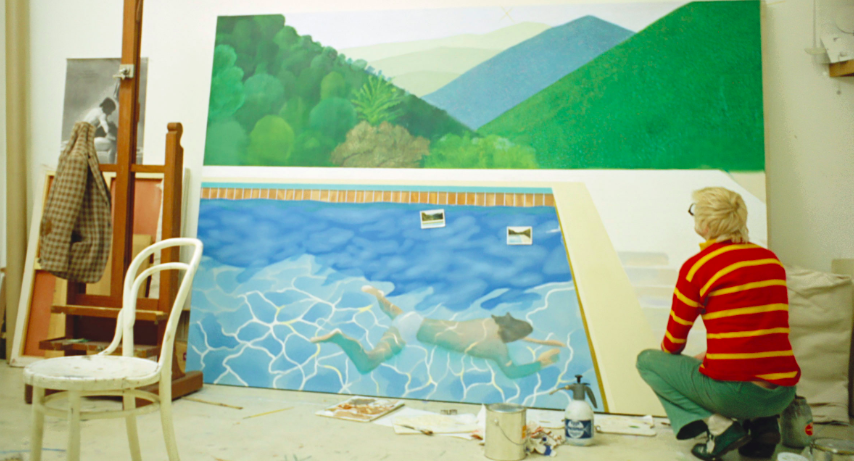 Per completare il quadro, Hockney ha lavorato 18 ore al giorno per due settimane. Immagine: Still del film "A Bigger Splash". Foto: Jack Hazan/Buzzy Enterprises Ltd. Immagine via Christie's, © David Hockney