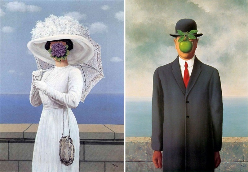 « La grande guerre » (1964) et « Le Fils de l'homme » (1964) par René Magritte, images via- Gary Blonder