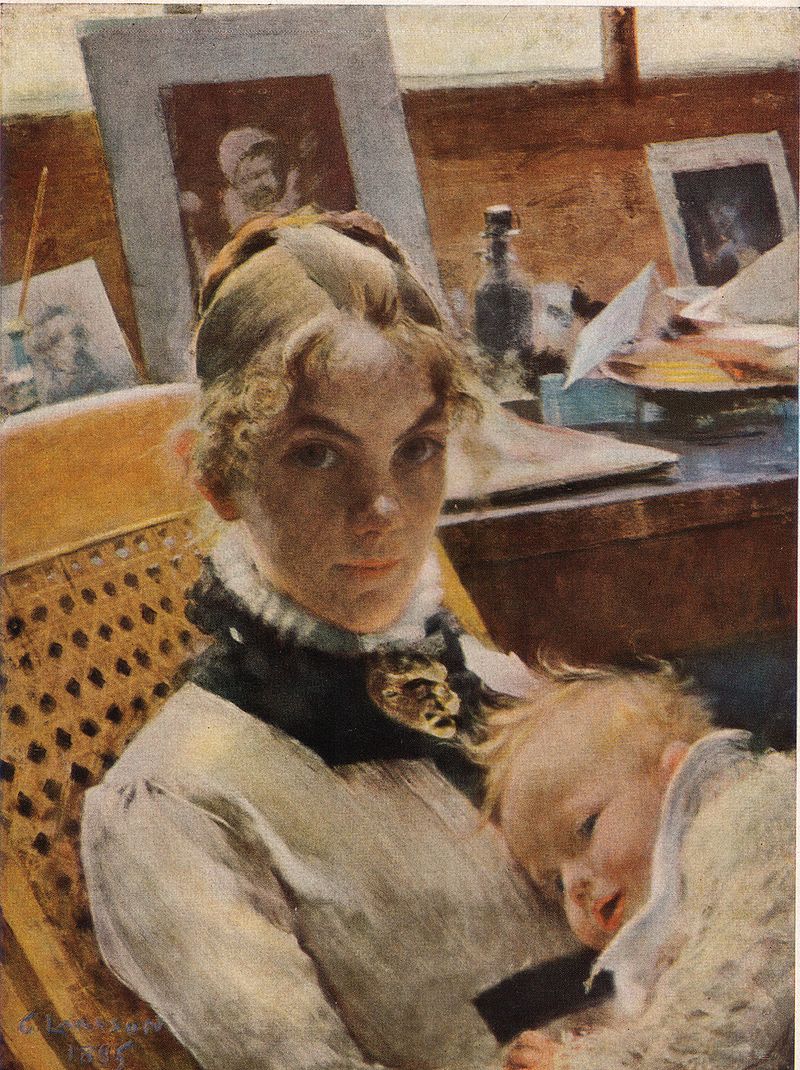Karin med dottern Suzanne målad av maken Carl. Bild Wikimedia Commons