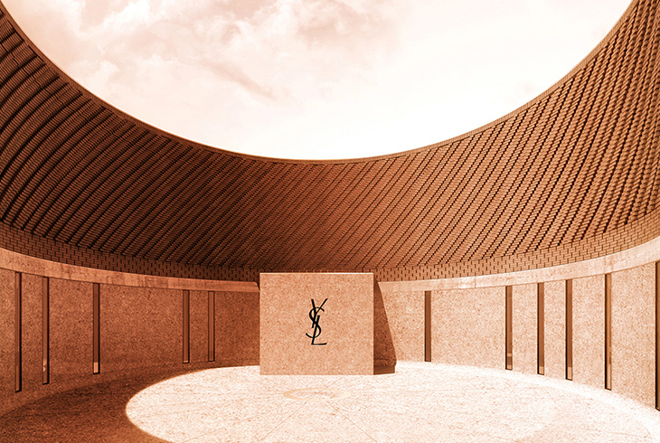 L'ingresso della Museo Yves Saint Laurent. Immagine via Musée Yves Saint Laurent, © 2016 Studio KO, Fondation Pierre Bergé – Yves Saint Laurent.