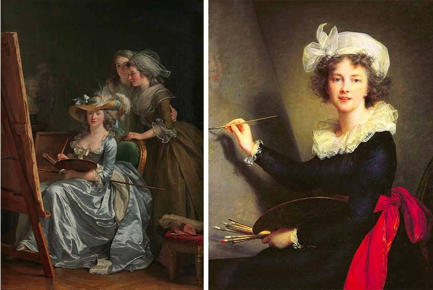 Links: Adélaïde Labille-Guiard, Selbstportrait mit zwei ihrer Schülerinnen, 1785 Rechts: Élisabeth Vigée-Lebrun, Selbstportrait, 1790