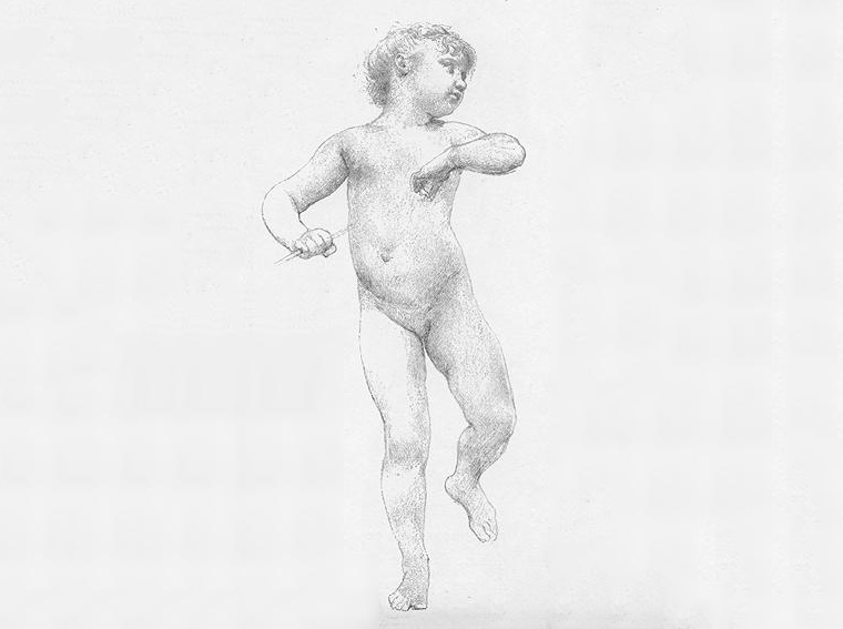 Étude de chérubin pour La jeunesse de Bacchus, par William Bouguereau, image via Inspiration Artworks