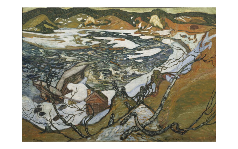 ”Islossning, Faxälven”, cirka år 1918. Foto: Erik Cornelius/Nationalmuseum.