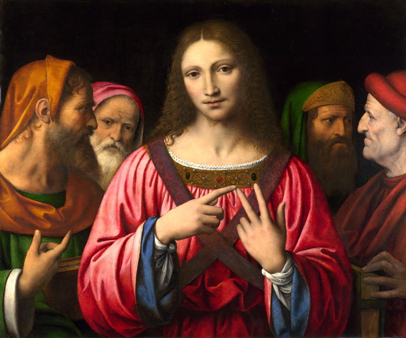 Bernardino Luini, Cristo tra i dottori - Jesus bland de skriftlärda. 1515-1530. Bild: Barnebys.de