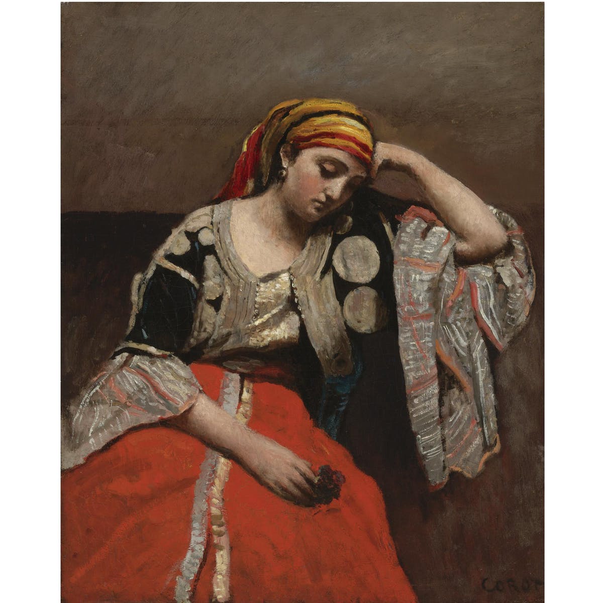 JEAN-BAPTISTE COROT. "Juive d'Alger". Óleo sobre lienzo (c. 1870).