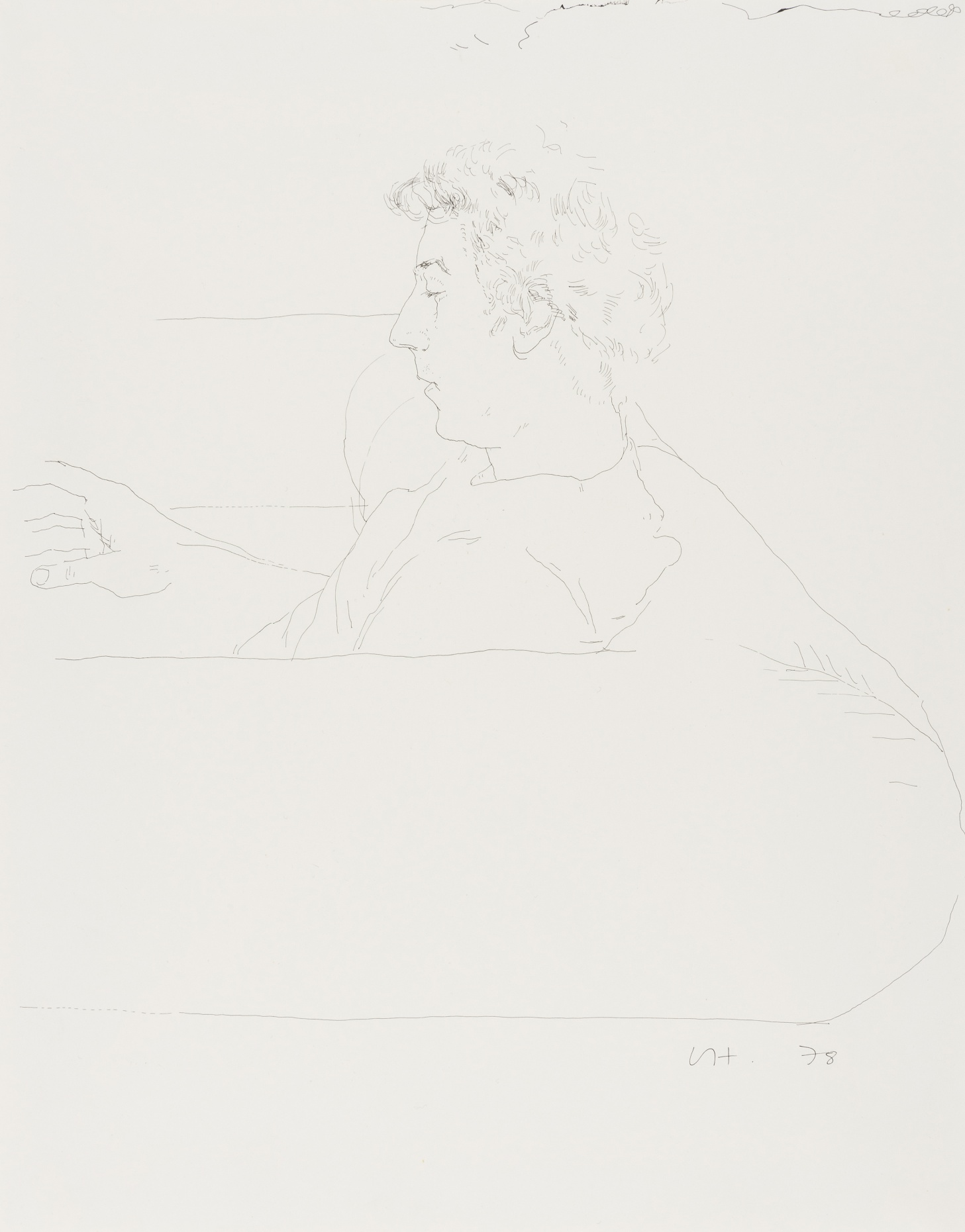 David Hockney, Gregory on a sofa,
India ink on paper, 1978, initialled and dated in ink, sheet 35.5 x 27.7 cm (14 x 10 7/8in)Estimate: £25 000-35 000