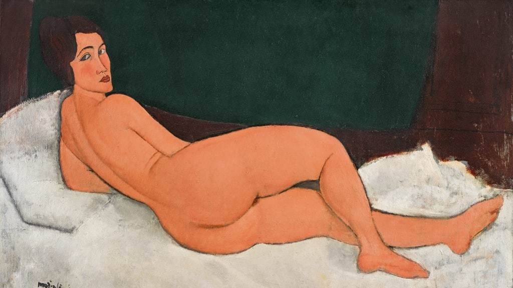 Nu Couché (sur le côté gauche) , Amedeo Modigliani. 1917, olio su tela. Foto: Sotheby's